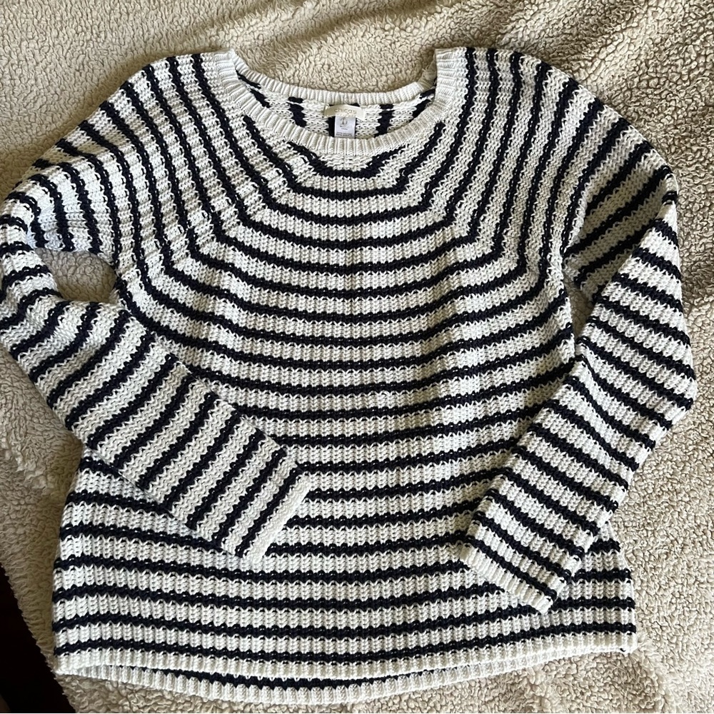 Chico’s cotton nautical round neck Mariner sweater New without tags 0 4 6